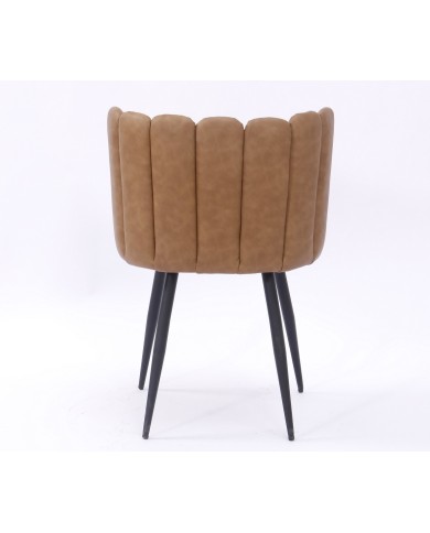 Silla RAMSÉS, metal, tapizado similpiel marrón claro