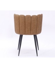 Silla RAMSÉS, metal, tapizado similpiel marrón claro