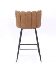 Taburete RAMSES, metal, tapizado similpiel marrón claro