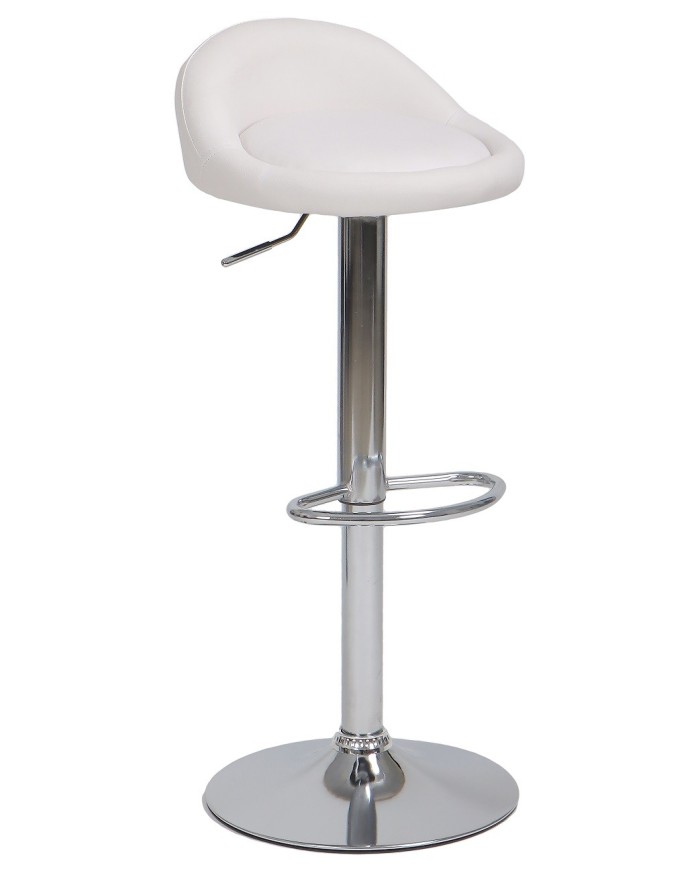 Taburete ALIVERI, cromado, similpiel blanca