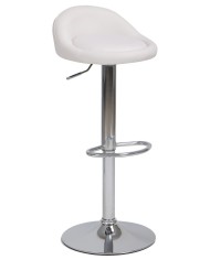 Taburete ALIVERI, cromado, similpiel blanca