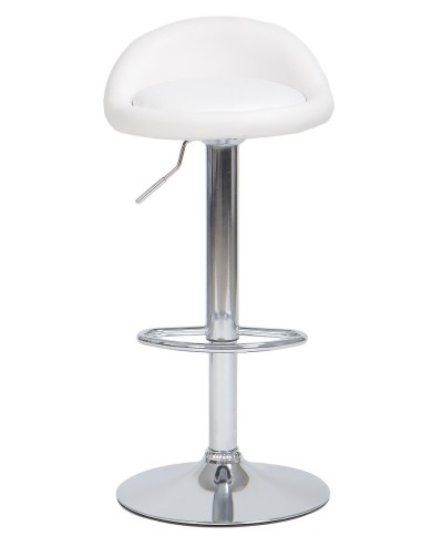 Taburete ALIVERI, cromado, similpiel blanca