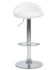 Taburete ALIVERI, cromado, similpiel blanca
