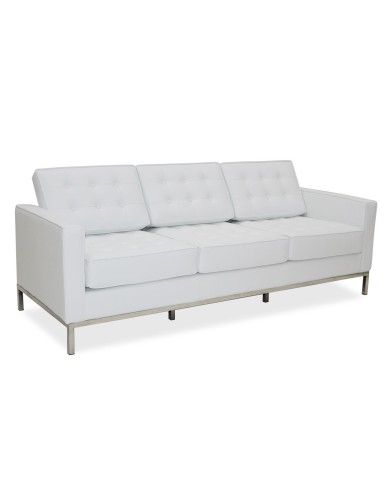 Sofá FLOR (T), 3 plazas, similpiel blanca