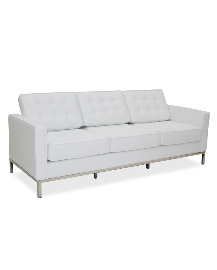 Sofá FLOR (T), 3 plazas, similpiel blanca