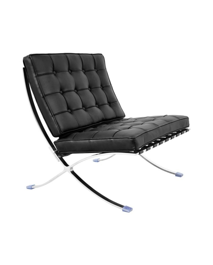 Silla BARNA (T), diseño, acero inoxidable, piel top negra