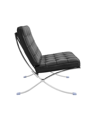 Silla BARNA (T), diseño, acero inoxidable, piel top negra