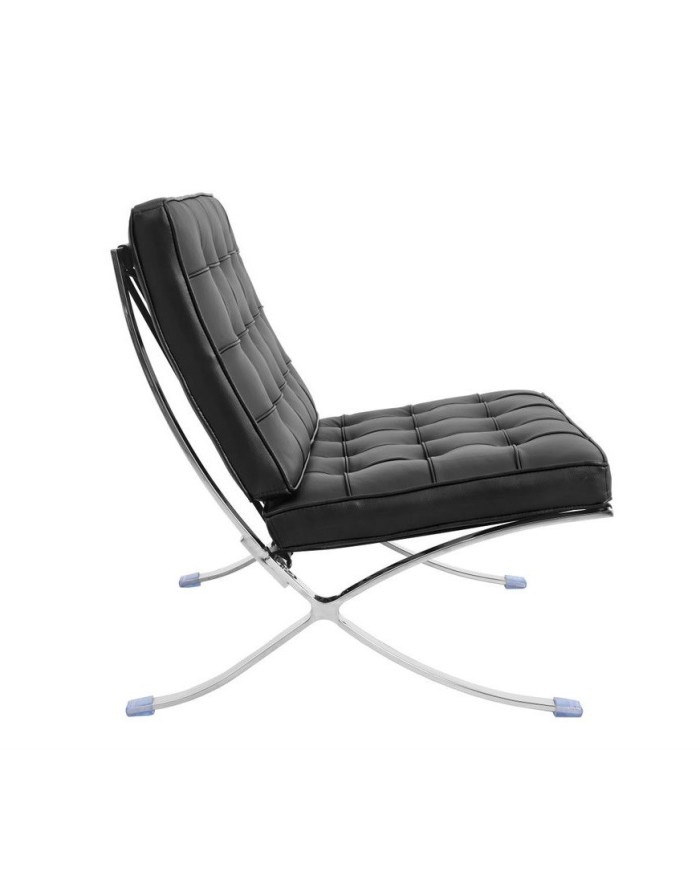 Silla BARNA (T), diseño, acero inoxidable, piel top negra