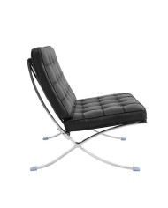 Silla BARNA (T), diseño, acero inoxidable, piel top negra