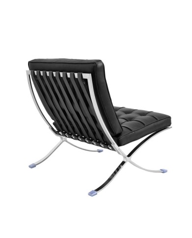 Silla BARNA (T), diseño, acero inoxidable, piel top negra