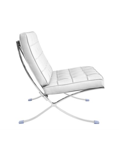 Silla BARNA (T), diseño, acero inoxidable, piel top blanca