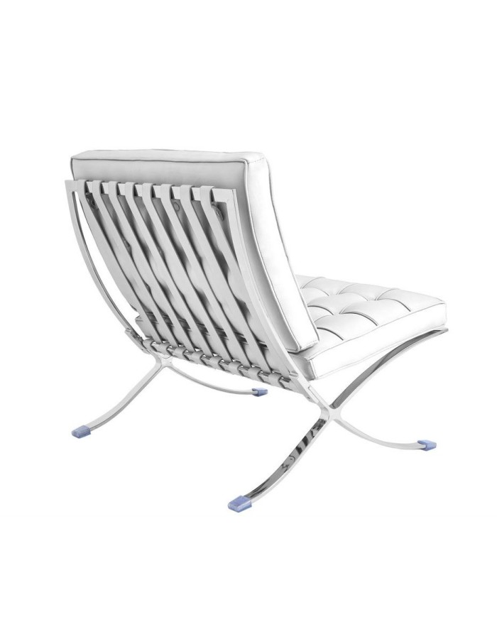 Silla BARNA (T), diseño, acero inoxidable, piel top blanca