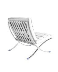 Silla BARNA (T), diseño, acero inoxidable, piel top blanca