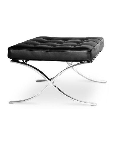 Ottoman BARNA (T), acero inoxidable, piel top negra