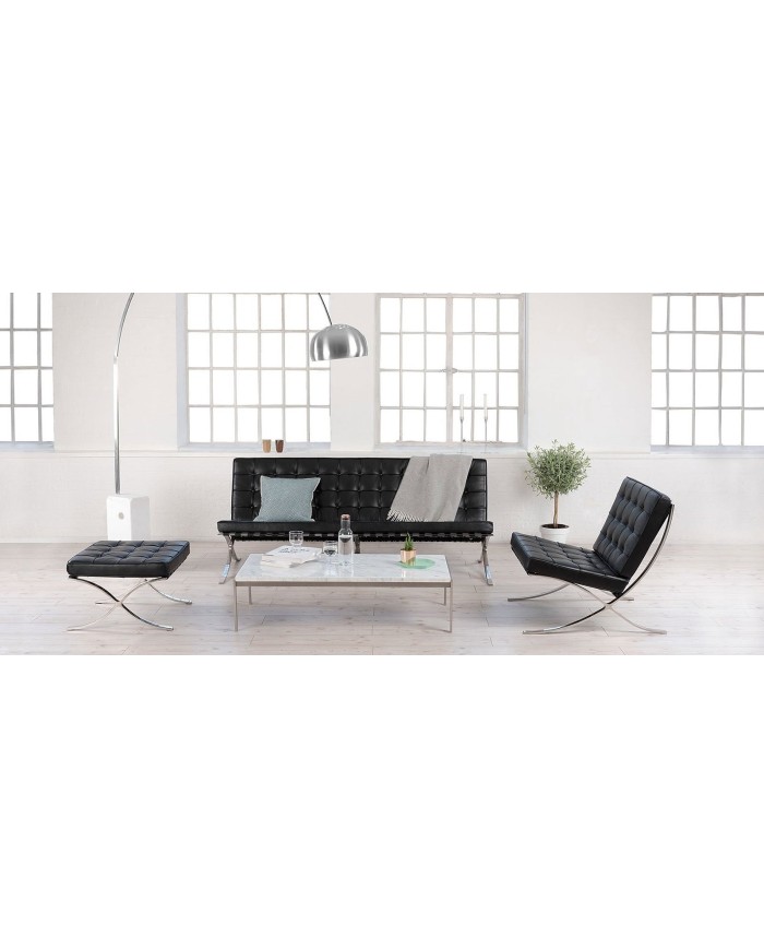 Ottoman BARNA (T), acero inoxidable, piel top negra