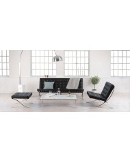 Ottoman BARNA (T), acero inoxidable, piel top negra