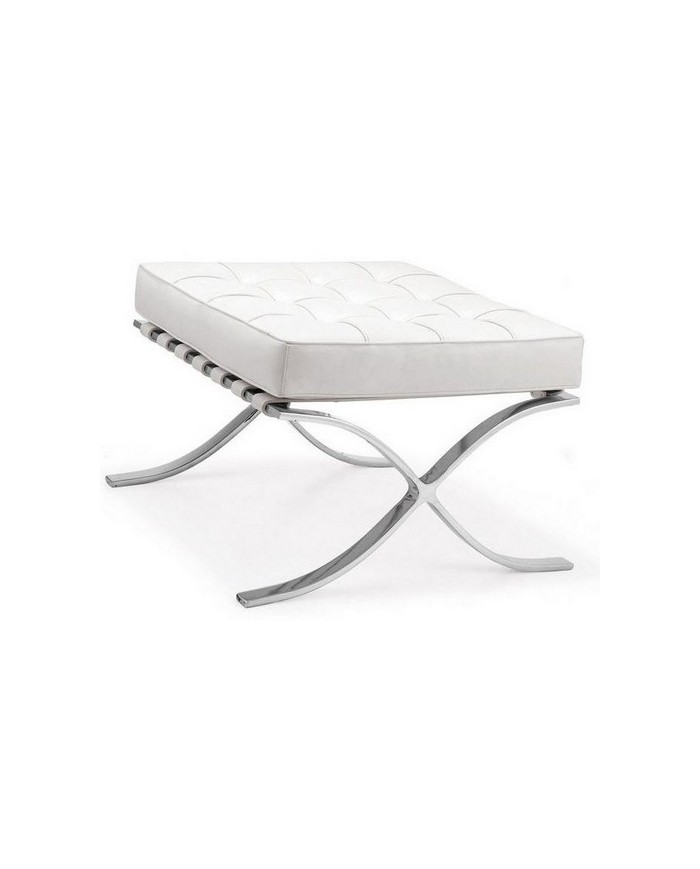 Ottoman BARNA (T), acero inoxidable, piel top blanca