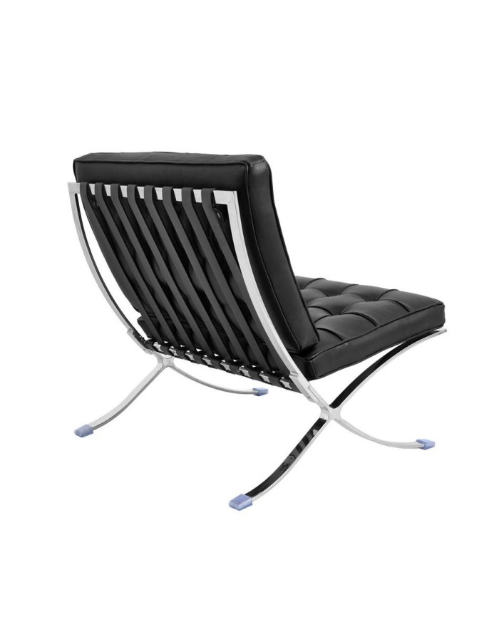 Silla BARNA (T), diseño, acero inoxidable, similpiel negra