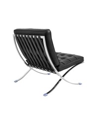 Silla BARNA (T), diseño, acero inoxidable, similpiel negra