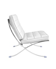 Silla BARNA (T), diseño, acero inoxidable, similpiel blanca