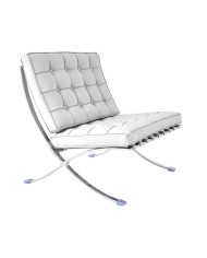 Silla BARNA (T), diseño, acero inoxidable, similpiel blanca