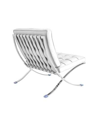 Silla BARNA (T), diseño, acero inoxidable, similpiel blanca