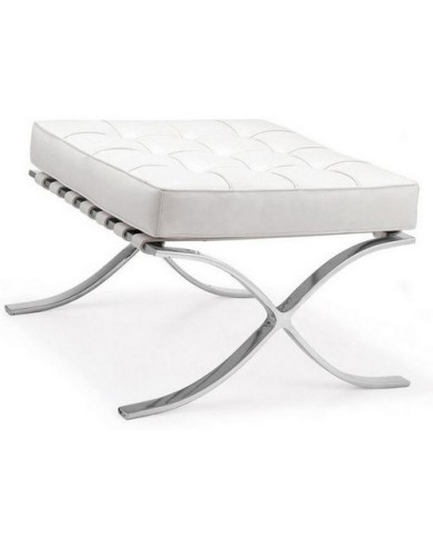 Ottoman BARNA (T), acero inoxidable, similpiel blanca