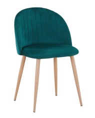 Silla VELVET NEW, patas metálicas, terciopelo verde 56