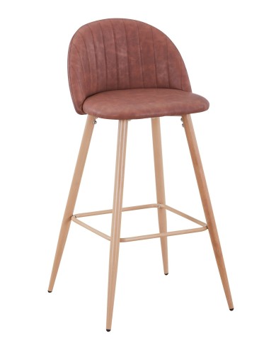 Taburete VELVET NEW, patas metálicas, similpiel vintage cuero 3-2
