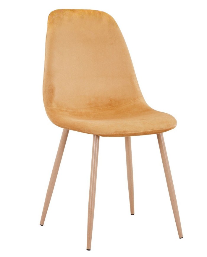 Silla EPOQUE NEW, patas metálicas, terciopelo amarillo mostaza 42