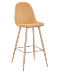 Taburete EPOQUE NEW, patas metálicas, terciopelo amarillo mostaza 42