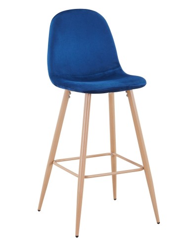 Taburete EPOQUE NEW, patas metálicas, terciopelo azul 64