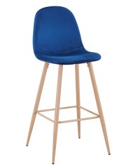 Taburete EPOQUE NEW, patas metálicas, terciopelo azul 64