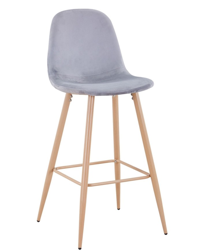 Taburete EPOQUE NEW, patas metálicas, terciopelo gris 19