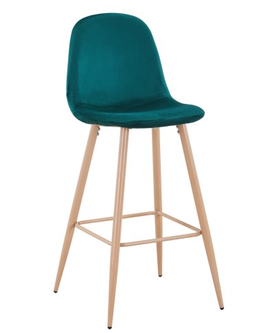 Taburete EPOQUE NEW, patas metálicas, terciopelo verde 56