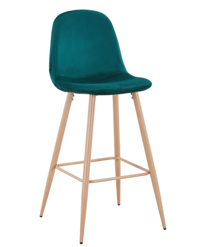 Taburete EPOQUE NEW, patas metálicas, terciopelo verde 56