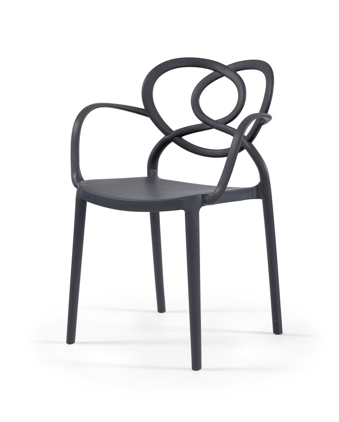 Sillón LOVE, apilable,  polipropileno antracita