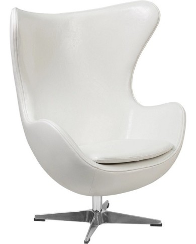 Sillón EG, tapizado similpiel blanca