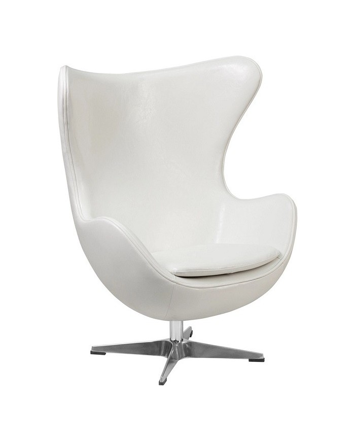 Sillón EG, tapizado similpiel blanca