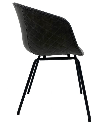 Sillón MISSOURI, metal, similpiel negra