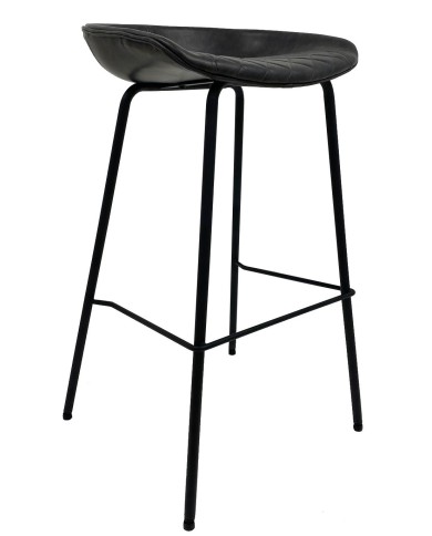 Taburete MISSOURI, metal, similpiel negra