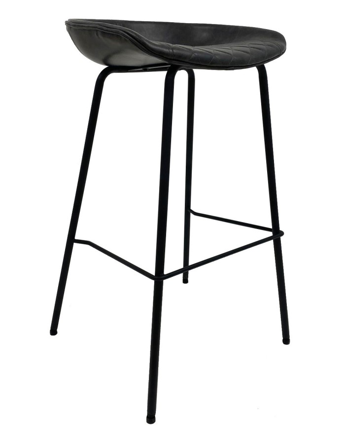 Taburete MISSOURI, metal, similpiel negra