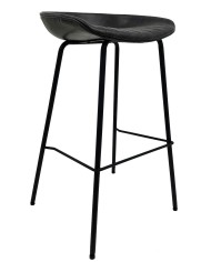 Taburete MISSOURI, metal, similpiel negra