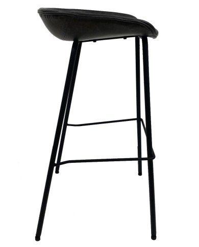 Taburete MISSOURI, metal, similpiel negra