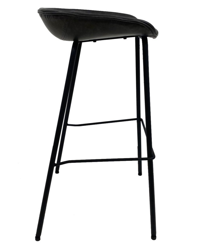 Taburete MISSOURI, metal, similpiel negra
