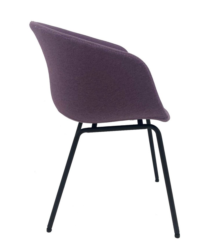 Sillón KIEL, metal, tapizado tejido rosa