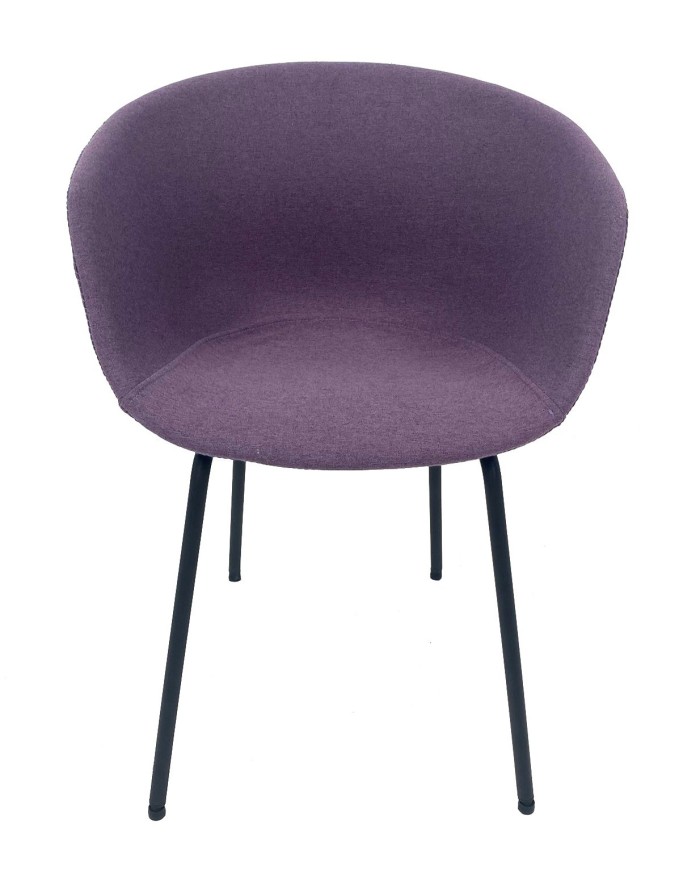 Sillón KIEL, metal, tapizado tejido rosa