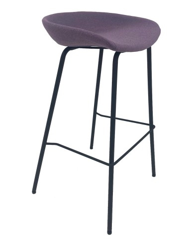 Taburete KIEL, metal, tapizado tejido rosa