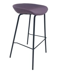 Taburete KIEL, metal, tapizado tejido rosa