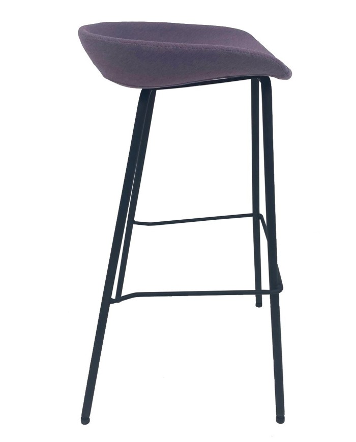 Taburete KIEL, metal, tapizado tejido rosa